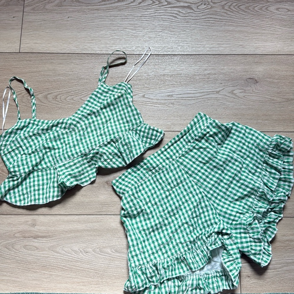 Alter’d State Green Gingham Crop Set